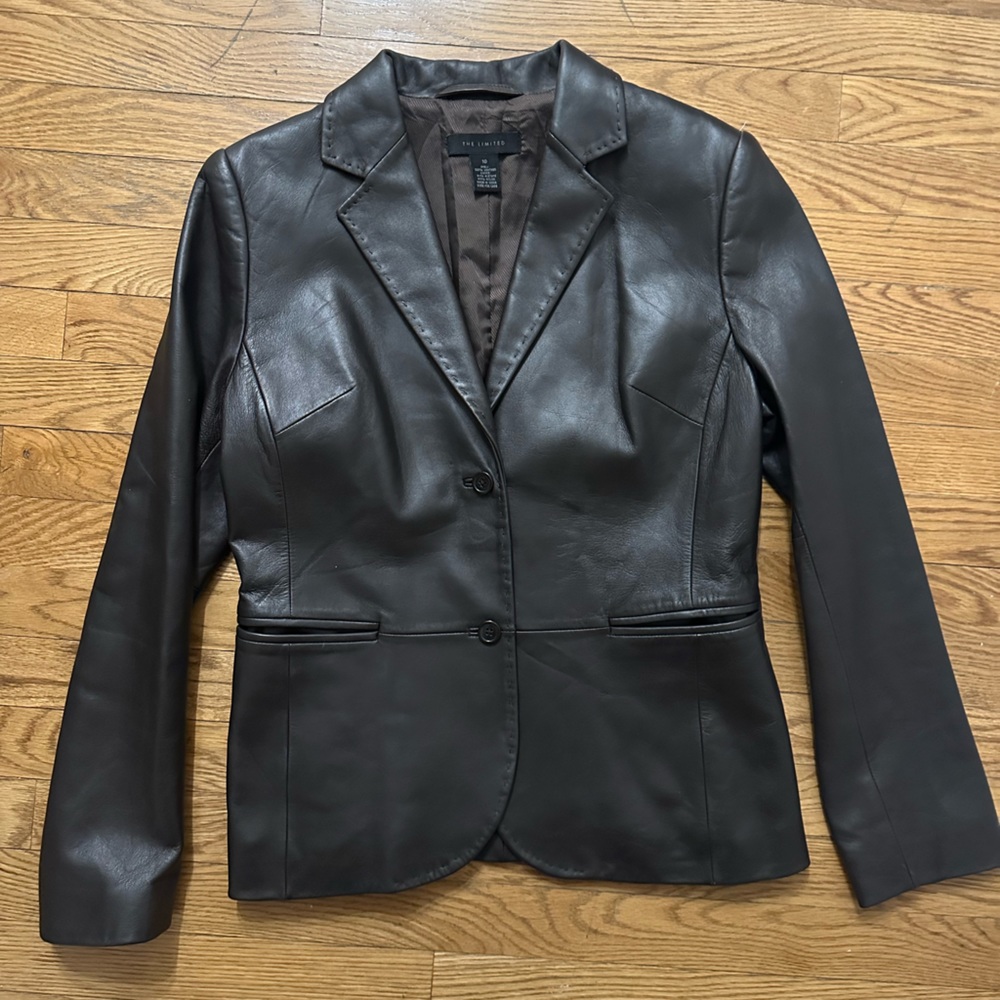 Vintage 60’s Black Leather Blazer size 10, hand stitching